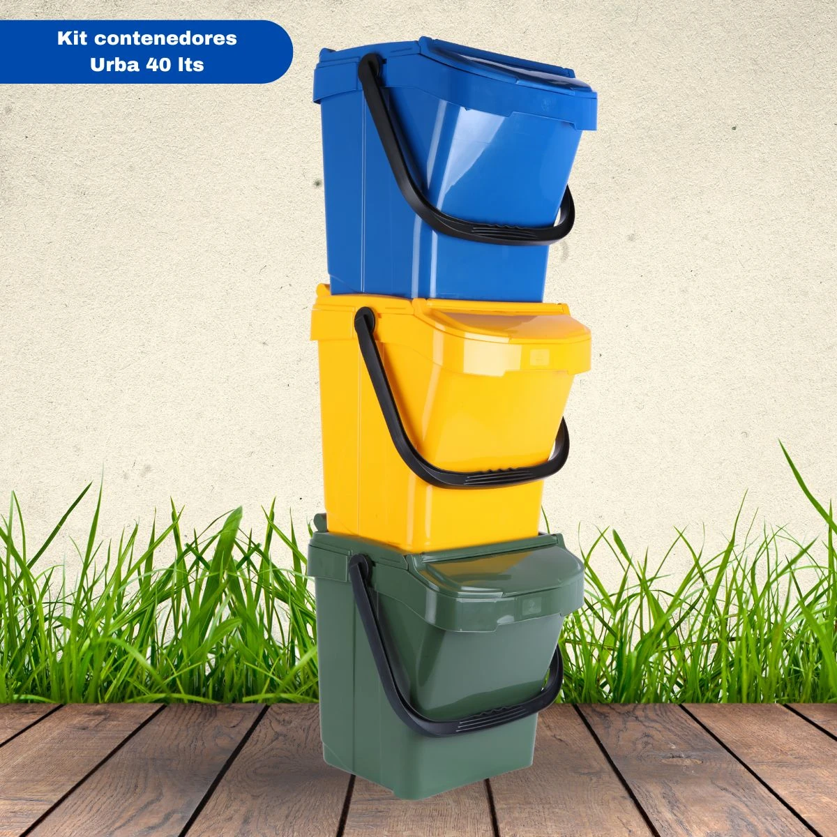 Set 3 Contenedores reciclaje Urba Plus 40 Lts.